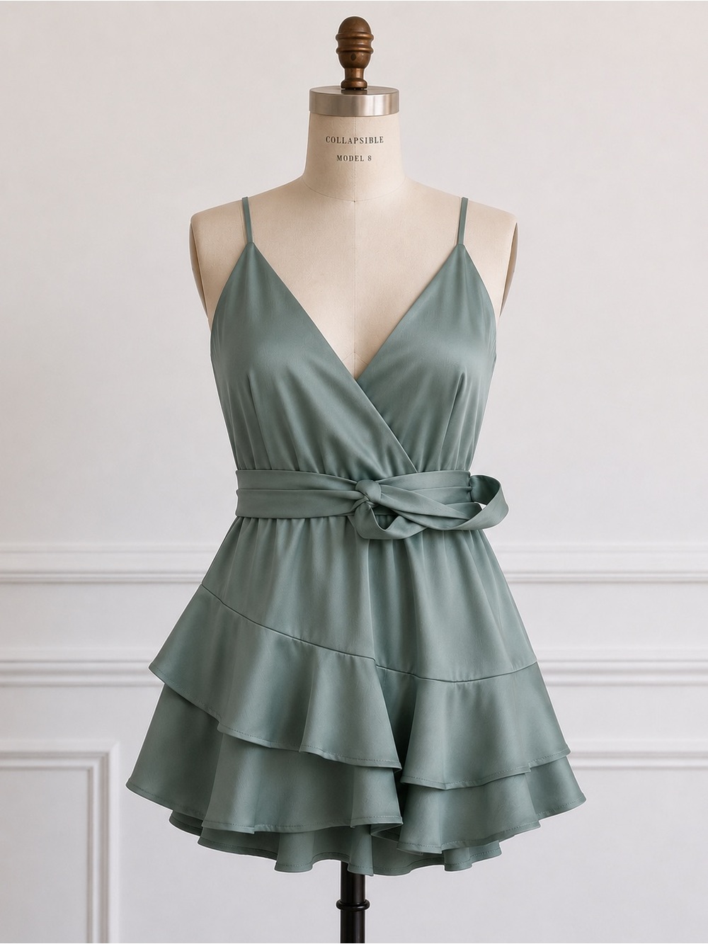 Altar'd State Sage Green Ruffled Mini Dress